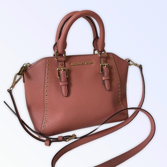 Michael Kors Ciara Grommet Bag Satchel, Rose Color, Antique Saffiano Leather - Picture 2 of 15